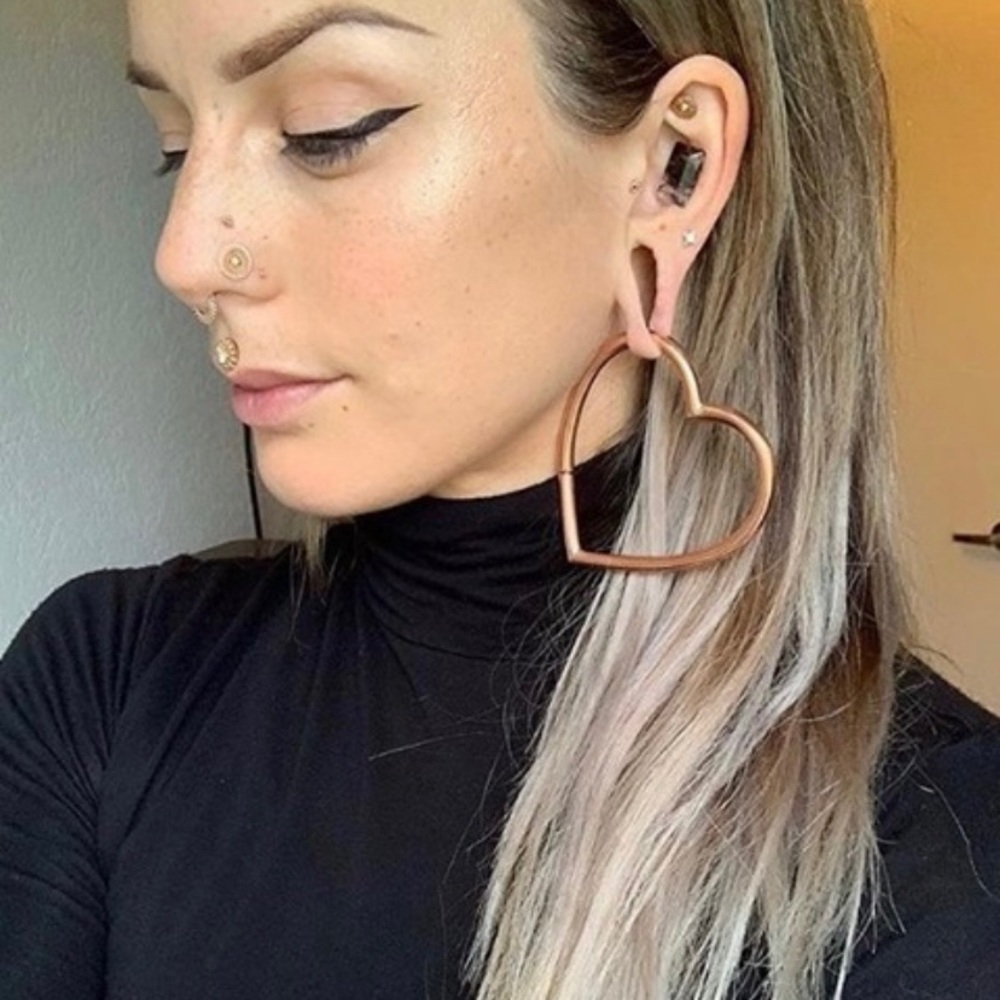 Maya jewelry Large Broken Hearts copper hoops